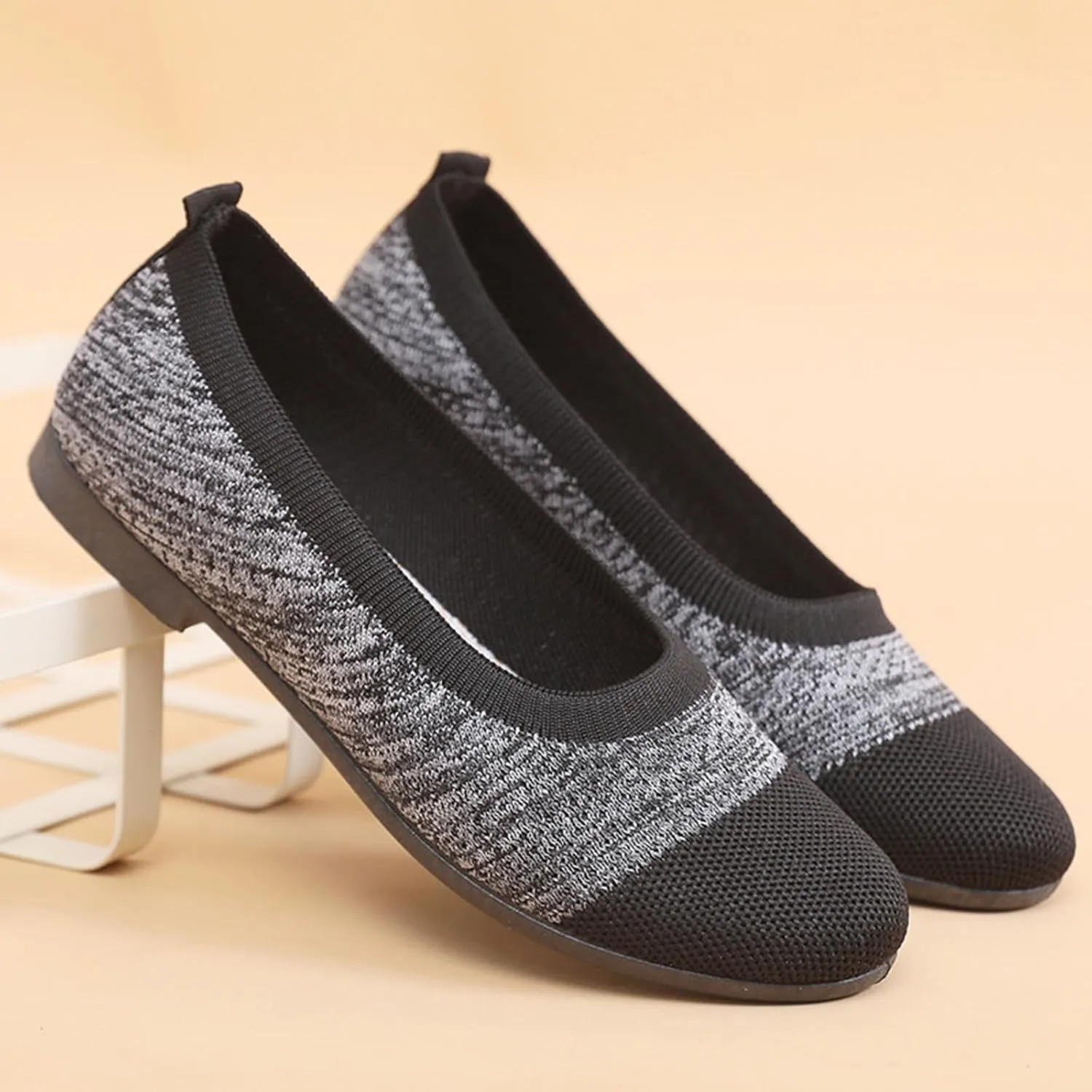 Women Walking Shoes Woven Orthopedic Soft Arch Support Breathable Sneakers Lightweight Slip On Mesh Flat Shoes