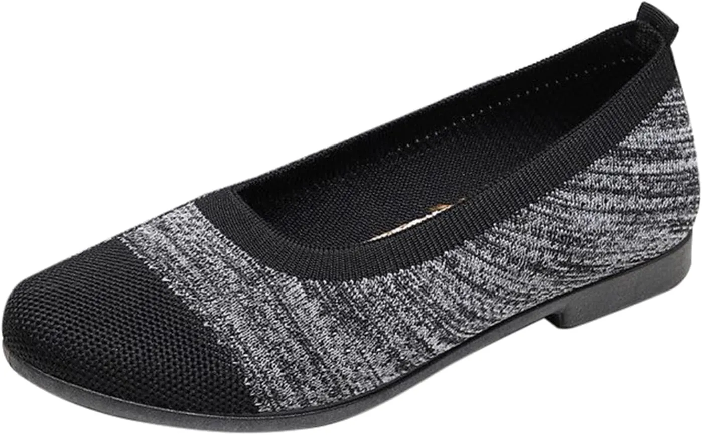 Women Walking Shoes Woven Orthopedic Soft Arch Support Breathable Sneakers Lightweight Slip On Mesh Flat Shoes