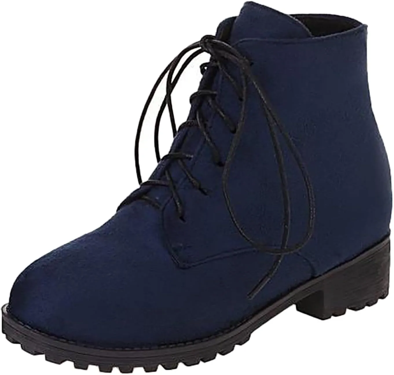 Womens Ankle Boots Comfortable Booties for Women Cowgirl Boots Women Brown Boot Laces Cozy Warm Lightweight Slip on Pointed Toe Chunky Stacked Heel