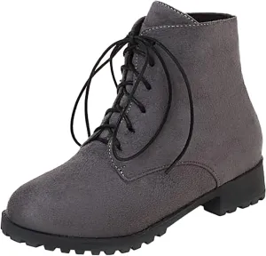 Womens Ankle Boots Comfortable Booties for Women Cowgirl Boots Women Brown Boot Laces Cozy Warm Lightweight Slip on Pointed Toe Chunky Stacked Heel