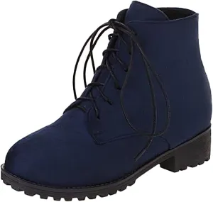 Womens Ankle Boots Comfortable Booties for Women Cowgirl Boots Women Brown Boot Laces Cozy Warm Lightweight Slip on Pointed Toe Chunky Stacked Heel