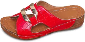 Women's Comfortable Slip On Sandals Open Toe Wedge Heel Lightweight Breathable Shoes For Everyday Wear Spring