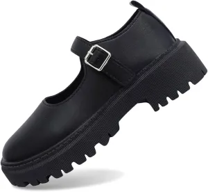 Women's Fashion Solid Color Thick Soled Leather Casual Shoes Temperament Comfortable Buckle Chunky High Top Sneaker