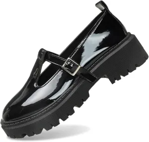 Women's Fashion Solid Color Thick Soled Leather Casual Shoes Temperament Comfortable Slip On Shoes Platform Wedge Sandal