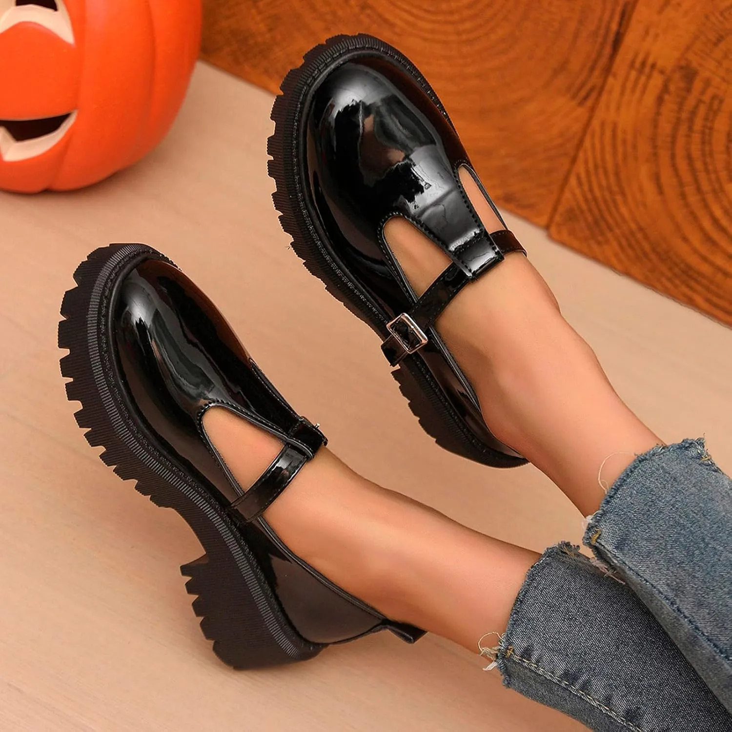 Women's Fashion Solid Color Thick Soled Leather Casual Shoes Temperament Comfortable Slip On Shoes Platform Wedge Sandal