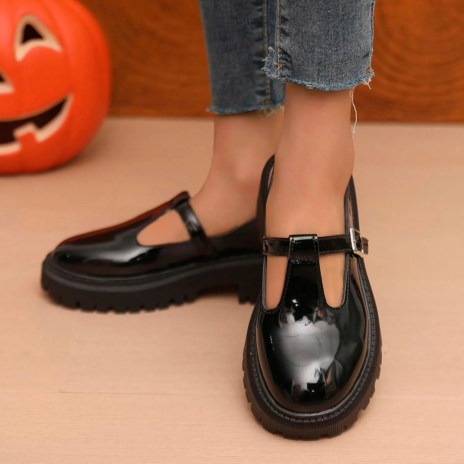 Women's Fashion Solid Color Thick Soled Leather Casual Shoes Temperament Comfortable Slip On Shoes Platform Wedge Sandal