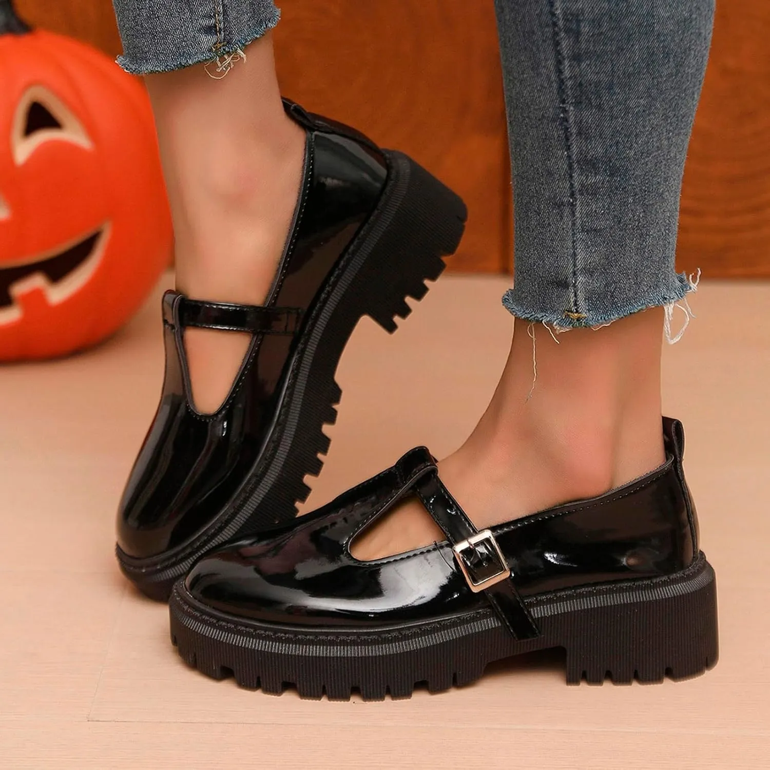 Women's Fashion Solid Color Thick Soled Leather Casual Shoes Temperament Comfortable Slip On Shoes Platform Wedge Sandal