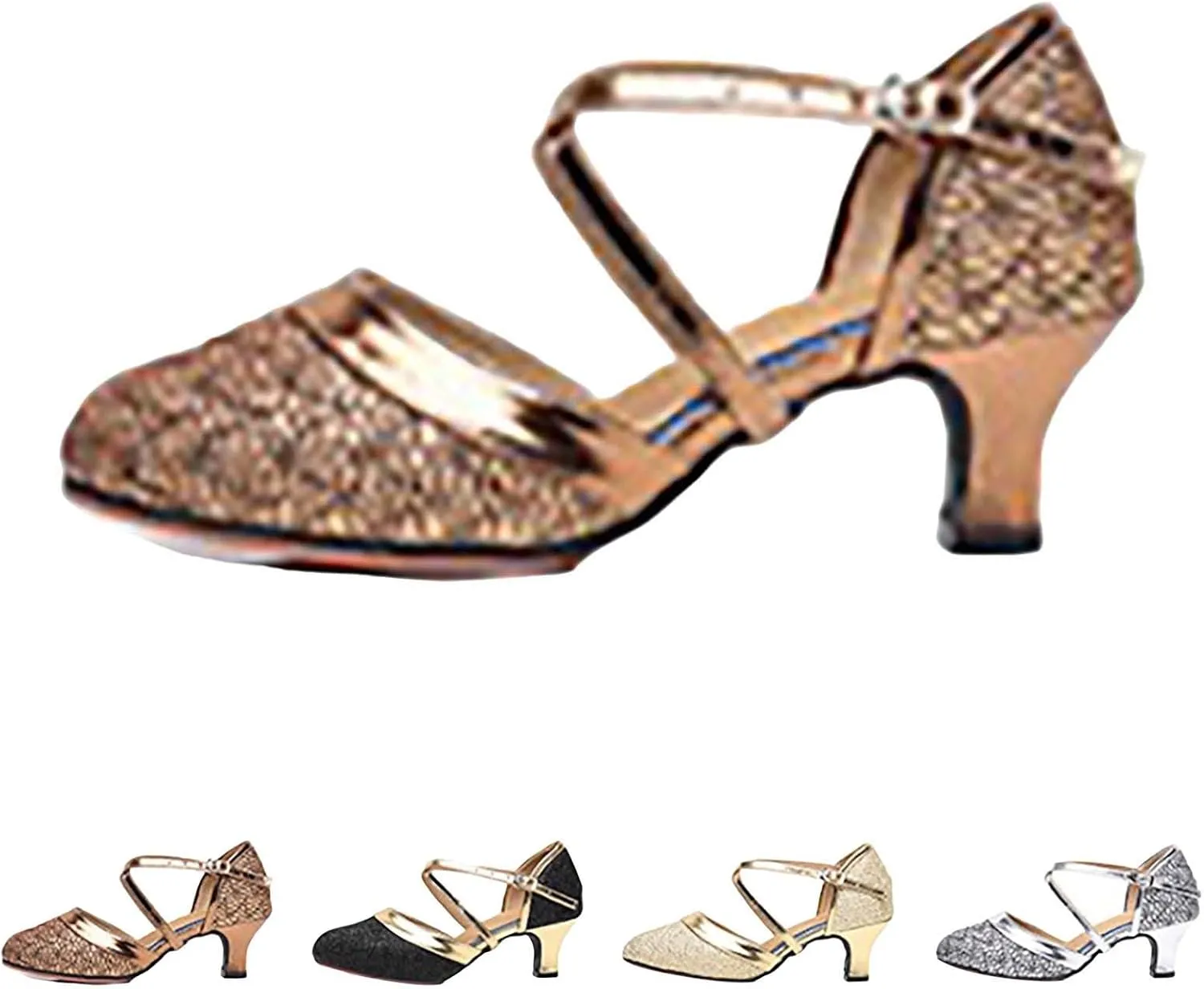 Women's Latin Dance Shoes Ballroom Dancing Shoes Ankle Strap Buckle Dance Pumps Dress Shoes for Party Wedding Proms