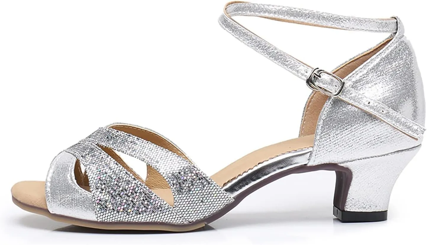 Womens Latin Dance Shoes T-Strap Low Heel Soft Bottom Latin Dance Shoes 2025 Summer Casual Comfortable Wedding Sandals
