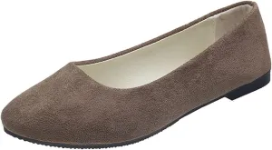 Women's Low Heel Pointed Toe Flat Shoes Comfortable Flat Shoes Casual Soft One Foot Stirrup Elegant Suede Flat Shoes