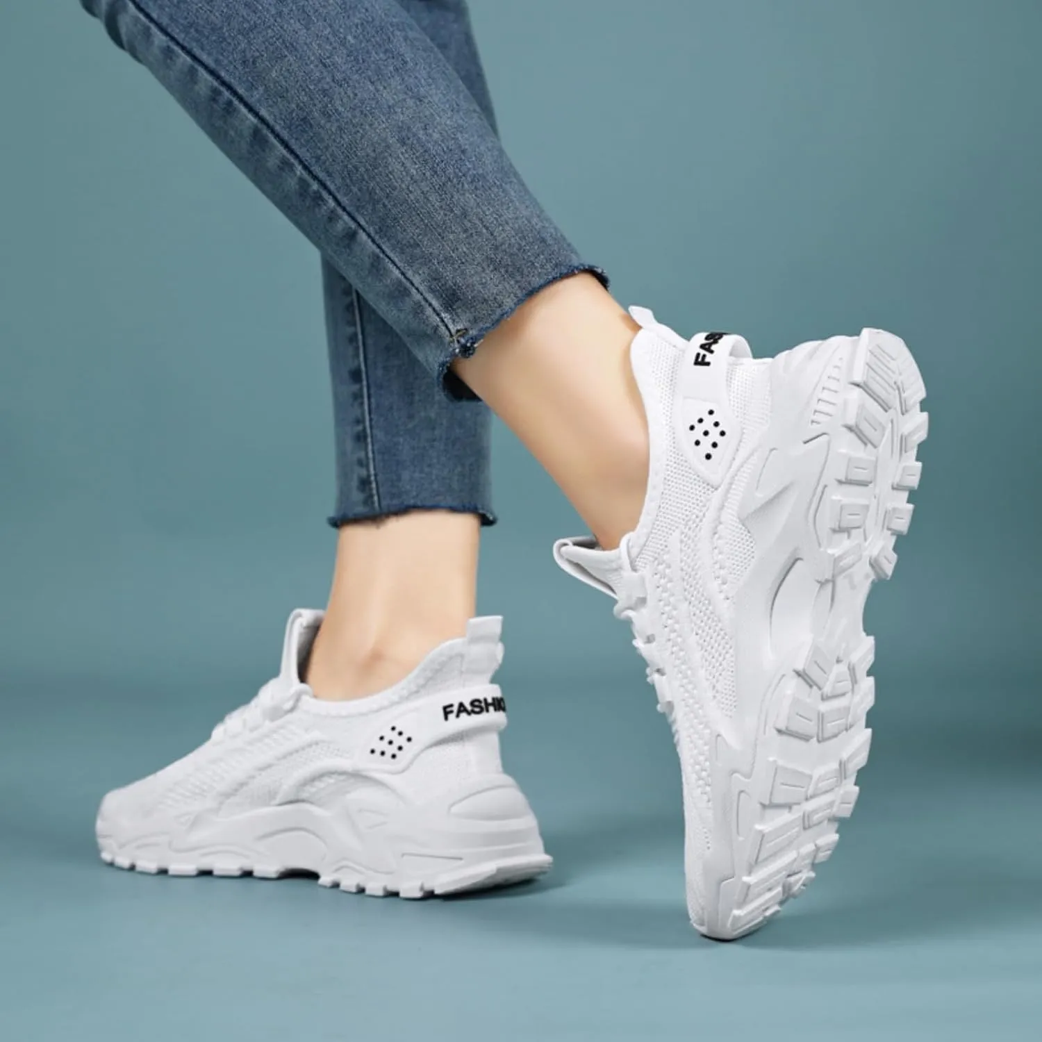 Women's Men's Athletic Sneakers Fashion Mesh Breathable Shoes,Thick Bottom Non-Slip Sports Sneakers,Lightweight Adjustable Soft Sole Comfort Footwear Outdoor Walking Gym Work Shoes