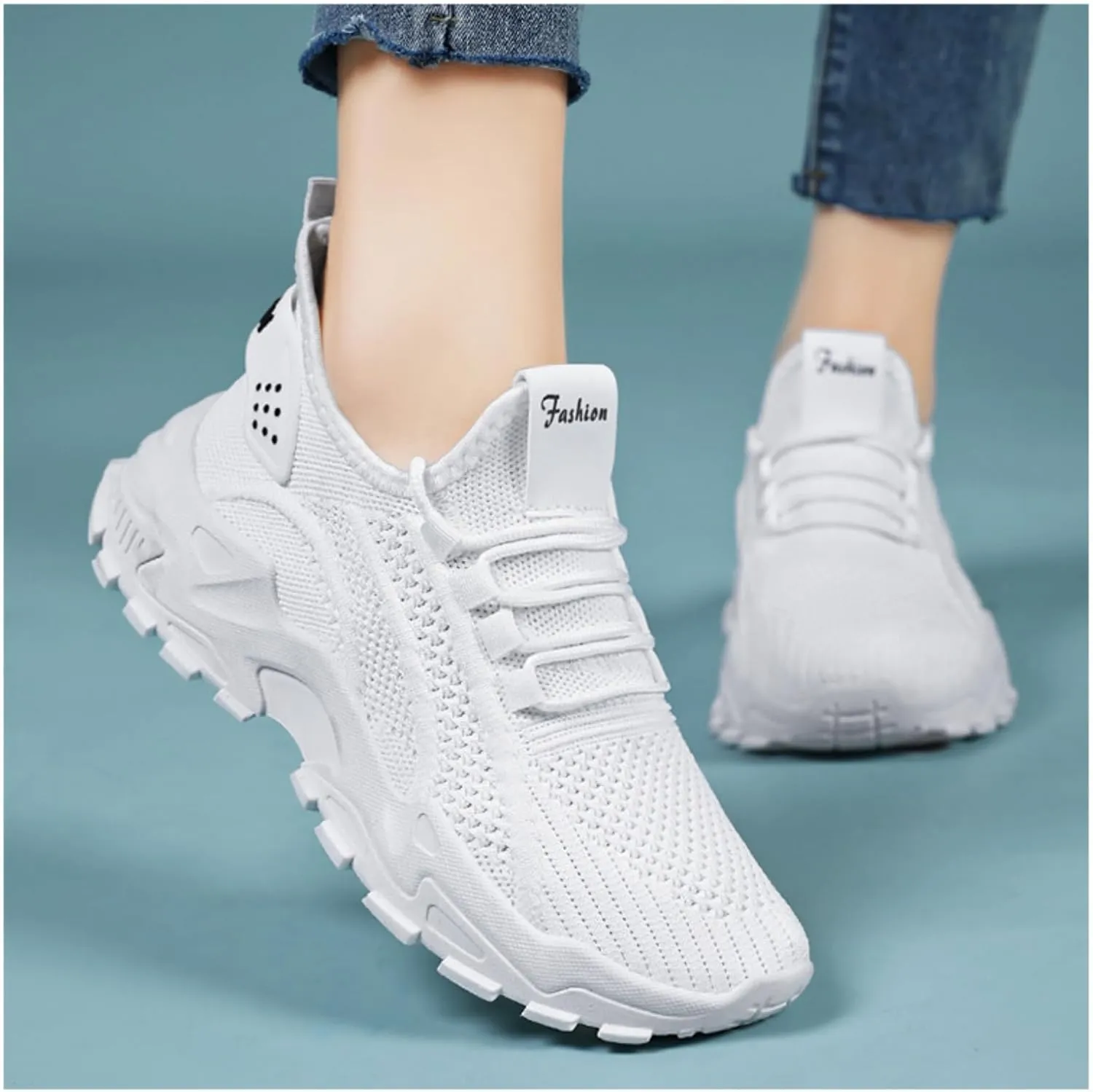 Women's Men's Athletic Sneakers Fashion Mesh Breathable Shoes,Thick Bottom Non-Slip Sports Sneakers,Lightweight Adjustable Soft Sole Comfort Footwear Outdoor Walking Gym Work Shoes