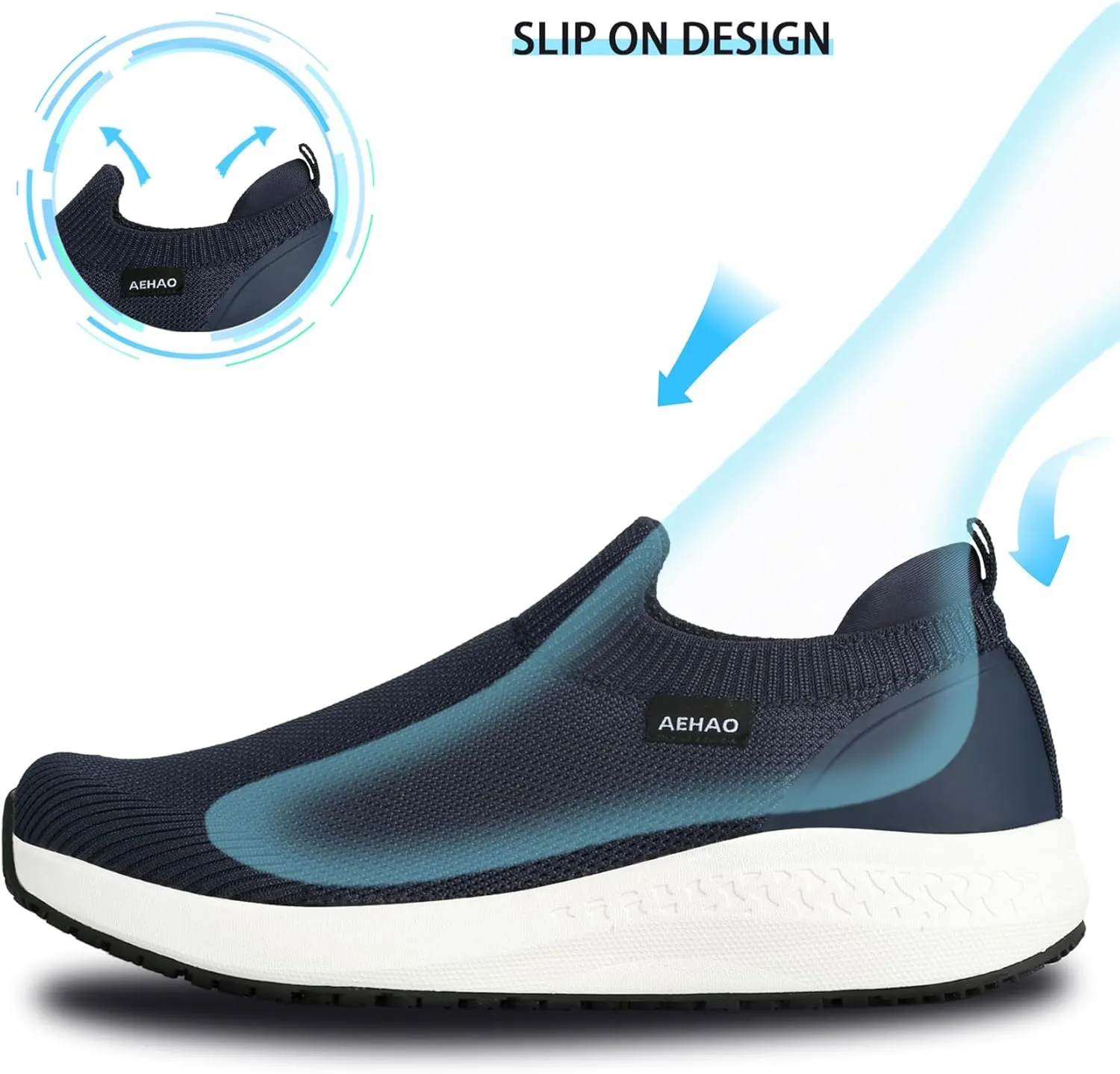 Women's Non Slip Work Shoes Food Service Waterproof Slip-Resistant Chef Shoe for Kitchen Restaurant Hospital Staff Lightweight Walking Sneakers with Easy-Clean Slip-On Design
