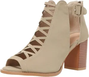 Women's Open Toe Booties with Block Heel and Side Comfortable and Stylish Cut Out Design Open Toe High Heeled Booties