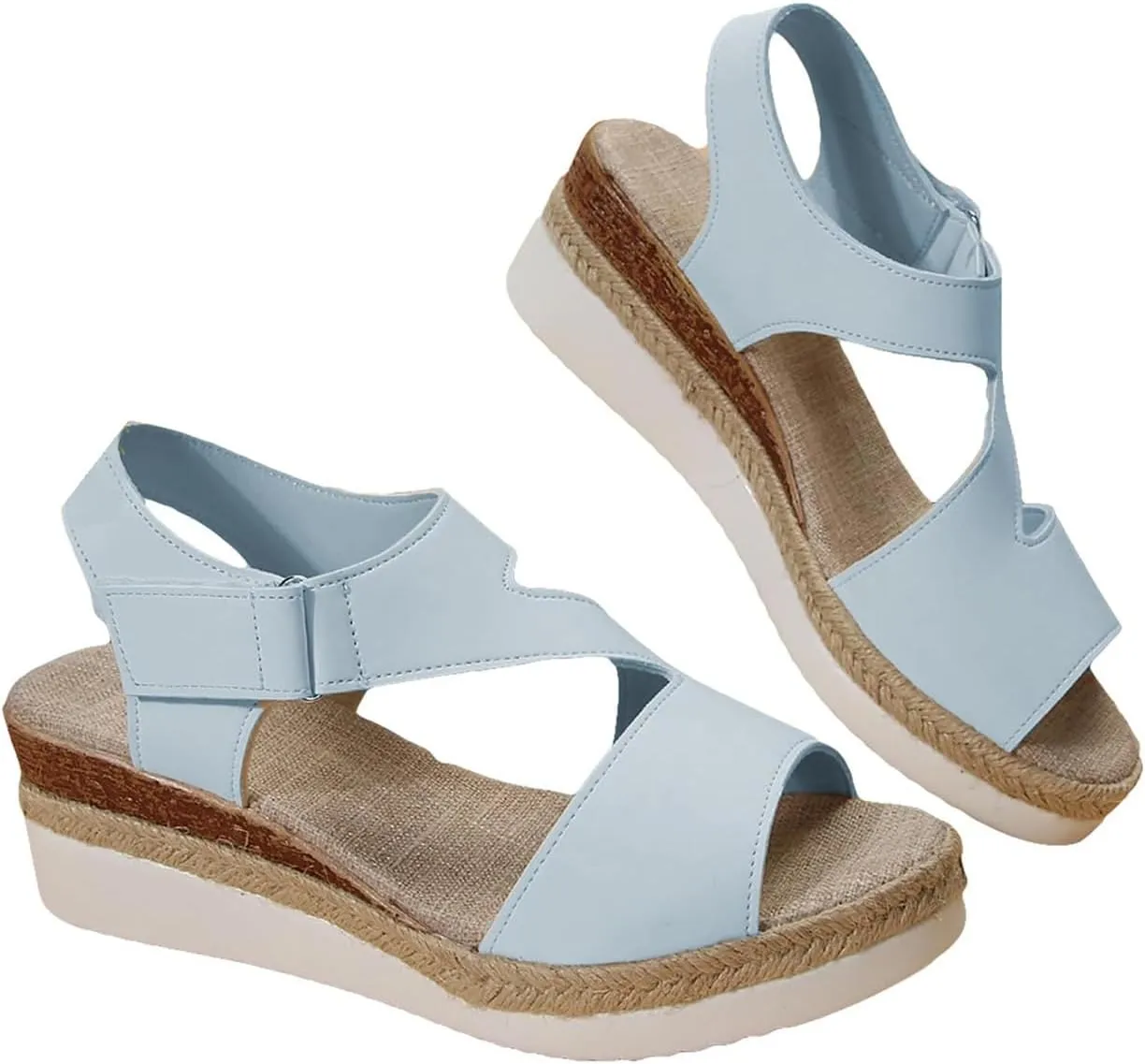 Women's Platform Sandals Wedge Ankle Strap Open Toe Sandals Espadrilles Slip on Summer Casual Fishmouth Gladiator Sandal Dress Beach Vacation Travel Fashion Trendy Shoes