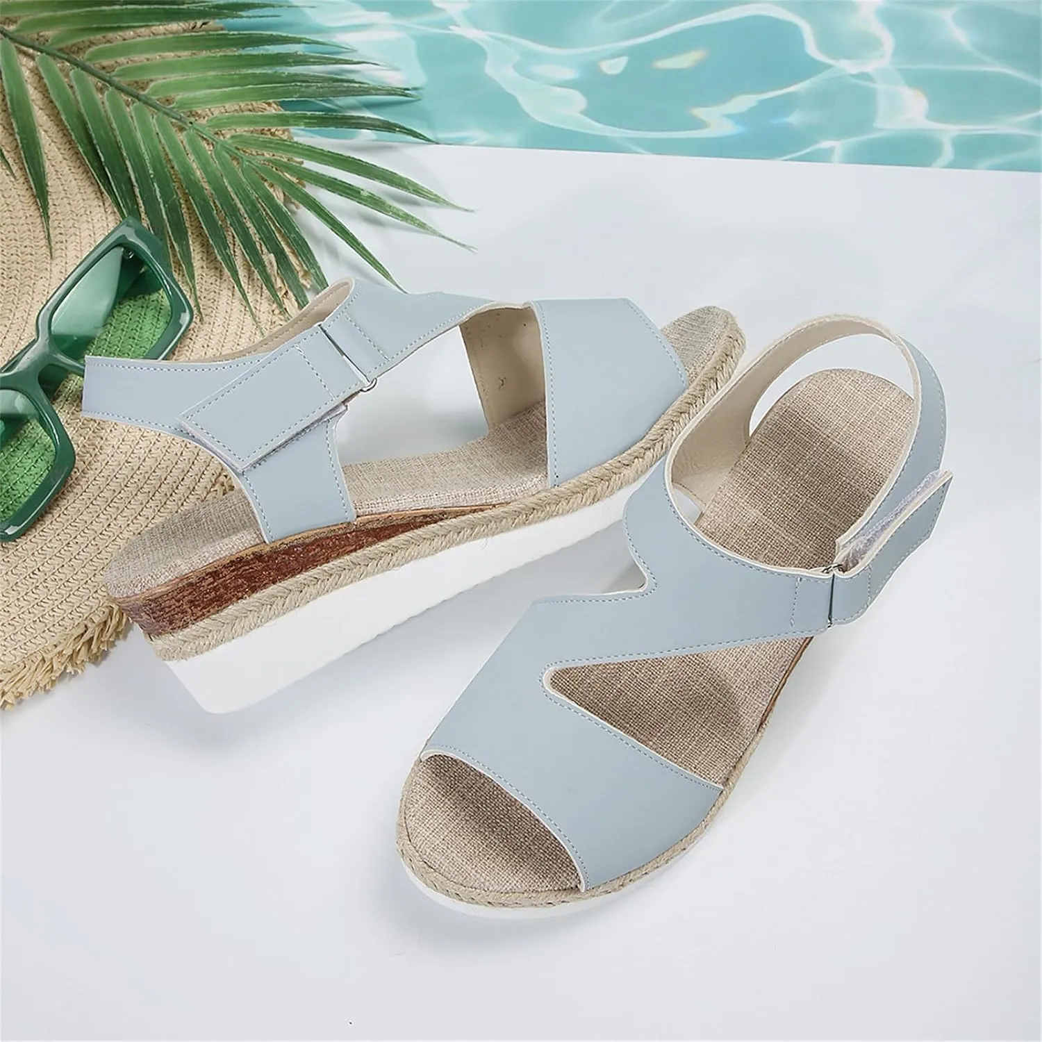 Women's Platform Sandals Wedge Ankle Strap Open Toe Sandals Espadrilles Slip on Summer Casual Fishmouth Gladiator Sandal Dress Beach Vacation Travel Fashion Trendy Shoes