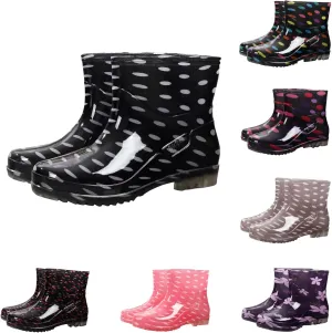 Women's Rain Boots Waterproof Mid Calf Rubber Garden Water Boots Fashion Cute Outdoor Work Mud Boots