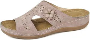 Women's Slide Wedge Sandal Comfortable Open Toe Dressy Sandals Arch Support Walking Shoes Summer Hollow Shoes Platform Open Toe Sandals Breathable Vintage Flip Flop Shoe