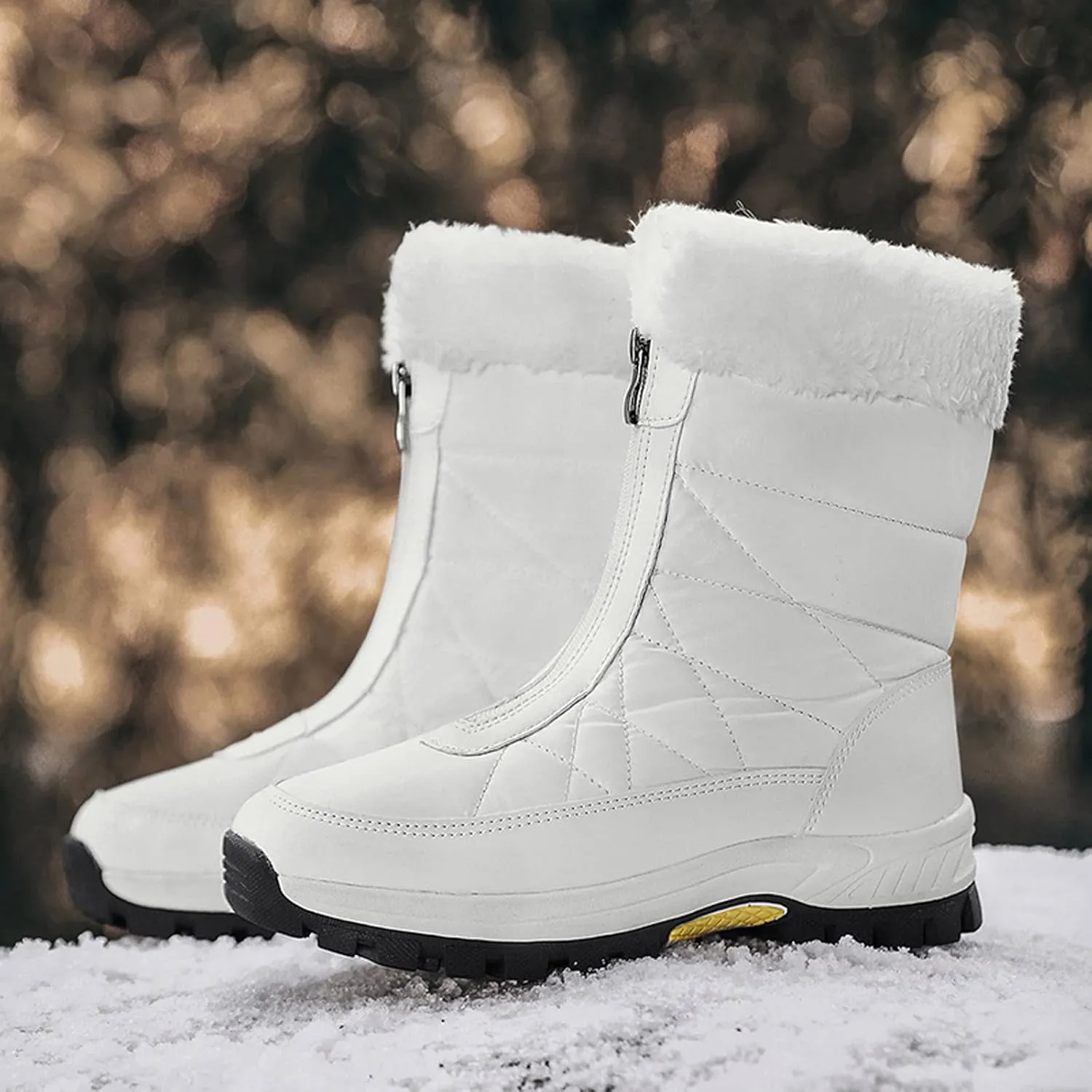 Womens Snow Boots Waterproof Winter Boots Anti-slip Fully Fur Booties Cold Weather Lace Up Ankle Boots Outdoor Sneakers Winter Shoes