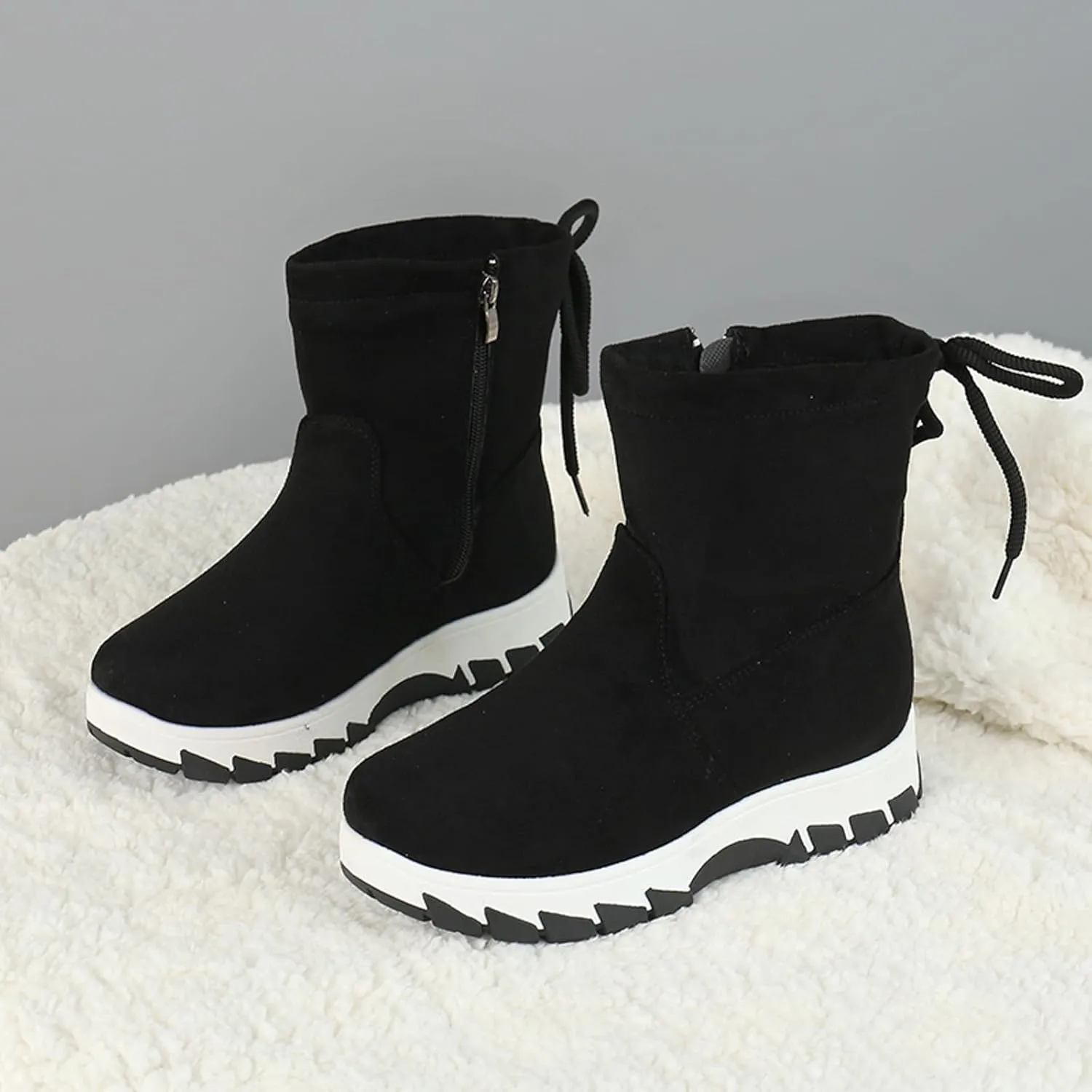 Womens Snow Boots Waterproof Winter Boots Non-slip Warm Fur Booties Lightweight Slip on Ankle Boots Outdoor Sneakers Winter Shoes