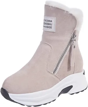 Women's Snow Boots Winter Ankle Boots Ladies Warm Fur Lined Booties Thickening Shoes Zip Flat Sneakers Outdoor Booties
