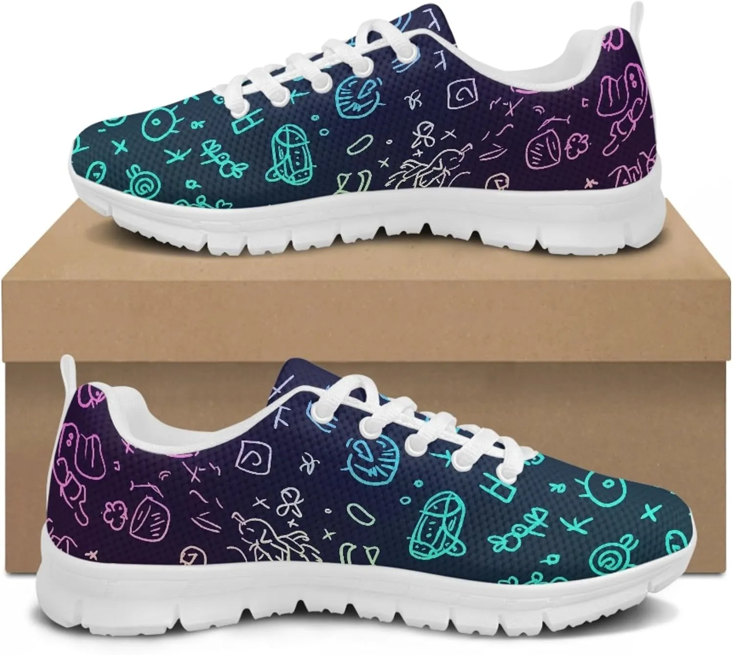Women's Sports Trainer Running Shoes Adults Causal Travel Shoe Outdoor Walking Low Heel Lace up Sneakers Breathable Flexible for Lady