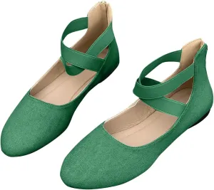 Women's Suede Ballet Shoes Large Size Shallow Mouth Elastic Strap Round Head Shoes Flat Heel Single Shoes Flat Shoes, 4