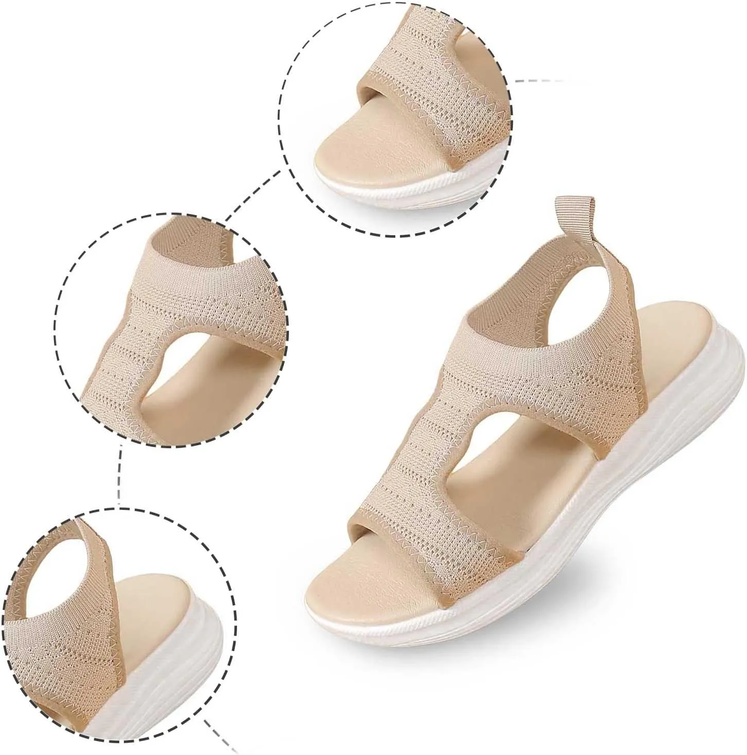 Women's Summer Fashion Cloth Breathable Open Toed Sandals Comfortable Platform Shoes Go Walk Sandal