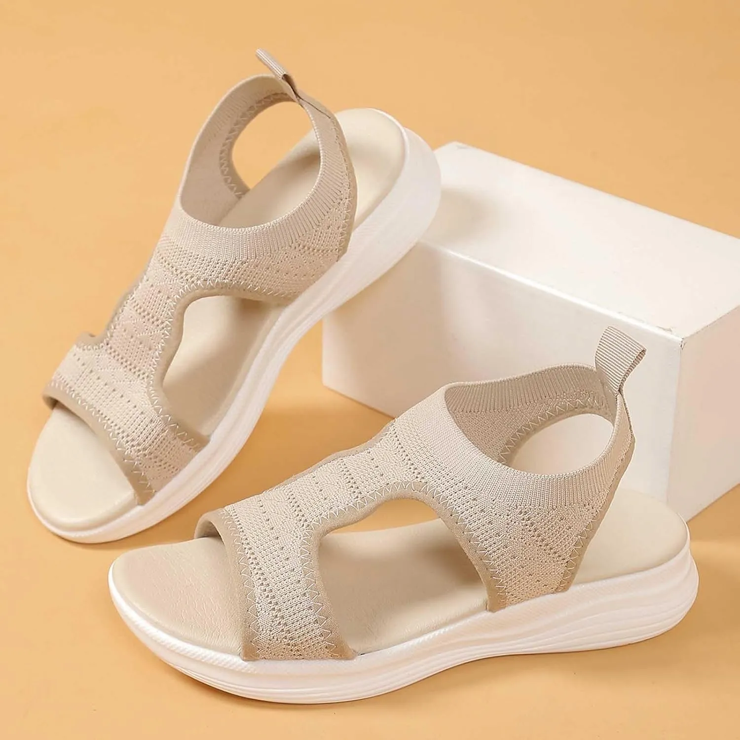 Women's Summer Fashion Cloth Breathable Open Toed Sandals Comfortable Platform Shoes Go Walk Sandal