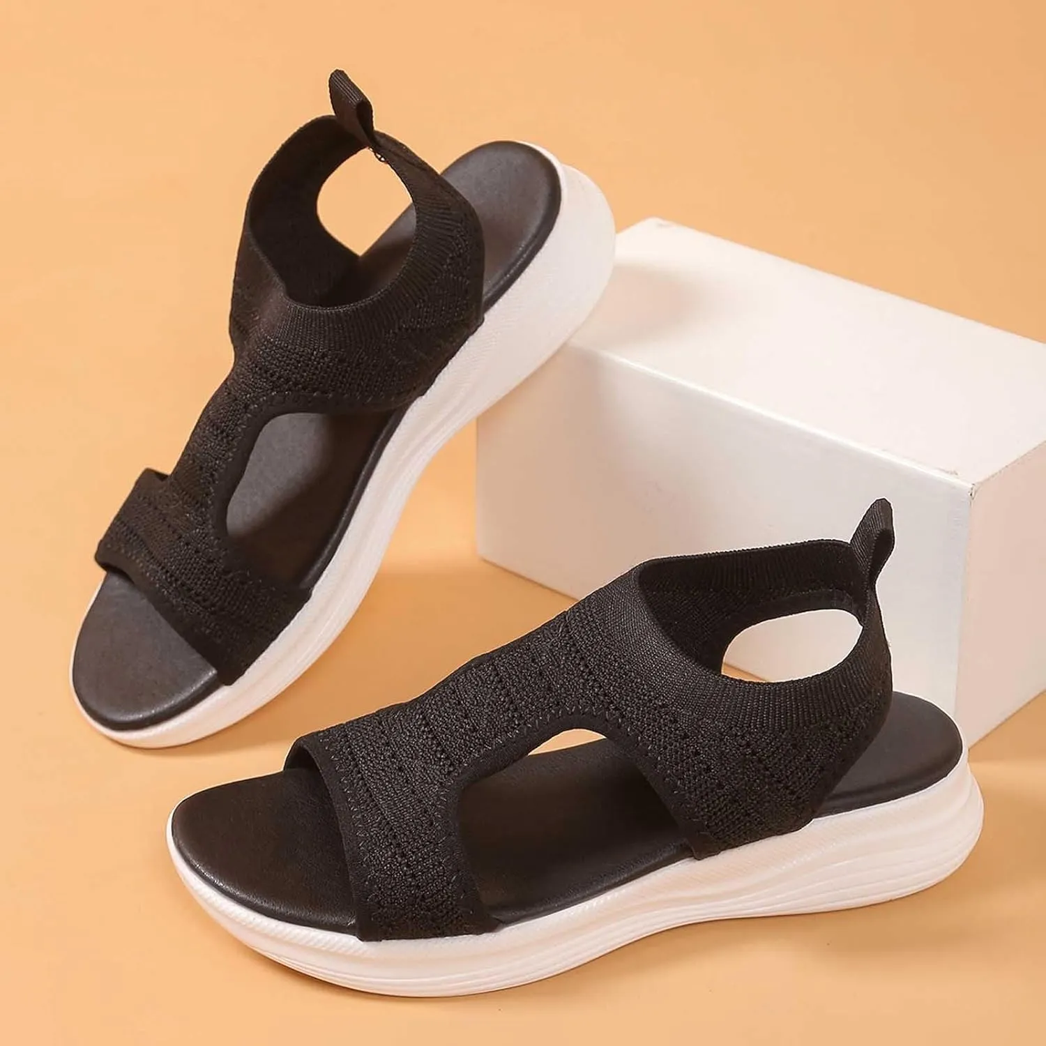 Women's Summer Fashion Cloth Breathable Open Toed Sandals Comfortable Platform Shoes Go Walk Sandal