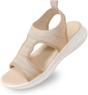 Women's Summer Fashion Cloth Breathable Open Toed Sandals Comfortable Platform Shoes Go Walk Sandal