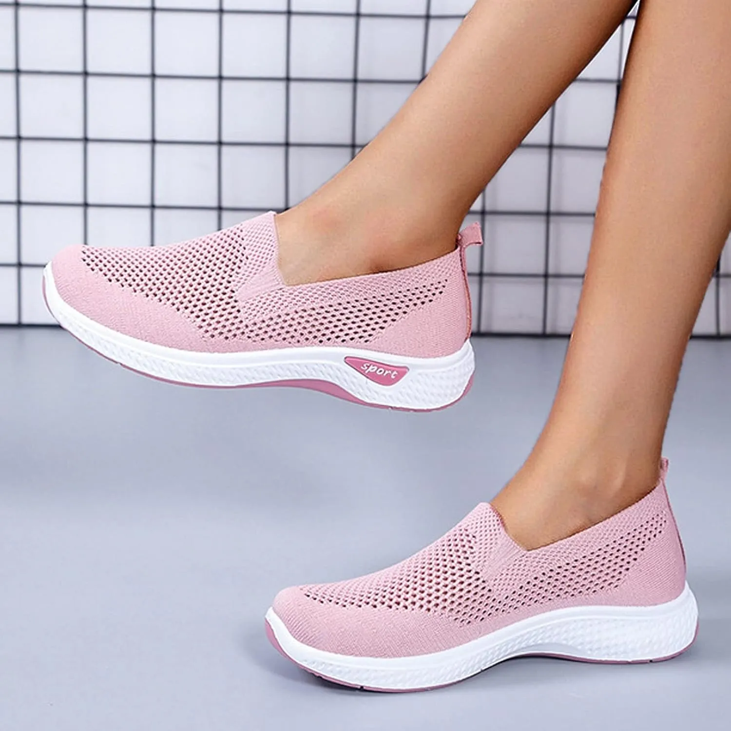 Womens Tennis Shoes Non Slip Running Sneakers Lightweight Breathable Workout Fashion Sport Slip On Walking Shoes