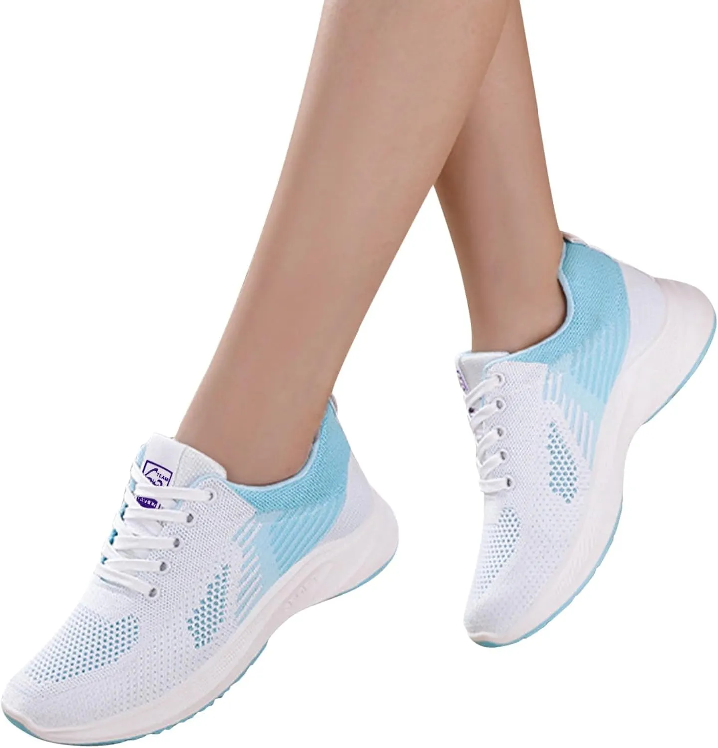 Workout Shoes for Women Lace Up Thick Sole Solid Color Walking Sneakers Lightweight Breathable Casual Running Sneakers